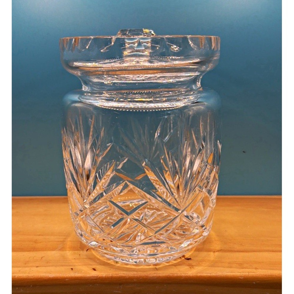Waterford crystal biscuit barrel Round Jar/Canister w/ Starburst Lid 2-Piece Set